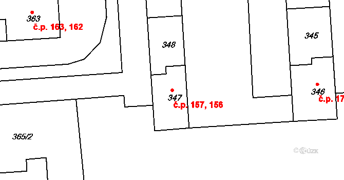 Vintířov 156,157 na parcele st. 347 v KÚ Vintířov u Sokolova, Katastrální mapa