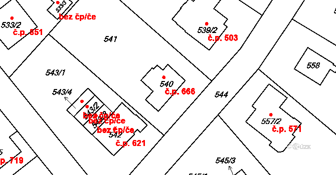 Kunratice 666, Praha na parcele st. 540 v KÚ Kunratice, Katastrální mapa