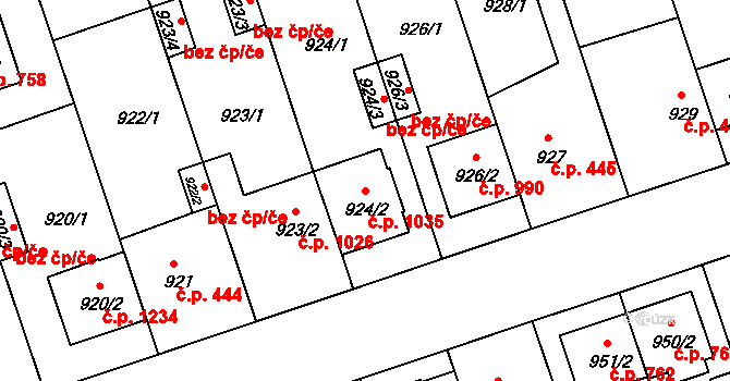 České Budějovice 2 1035, České Budějovice na parcele st. 924/2 v KÚ České Budějovice 2, Katastrální mapa