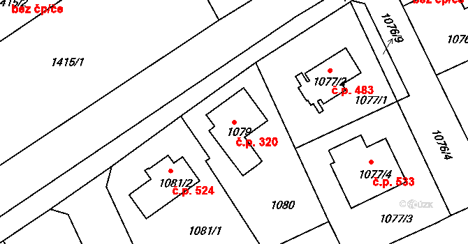 Liberec XI-Růžodol I 320, Liberec na parcele st. 1079 v KÚ Růžodol I, Katastrální mapa