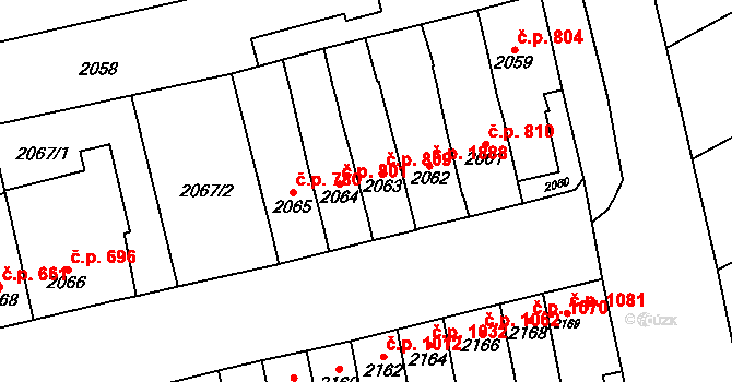 Šlapanice 809 na parcele st. 2063 v KÚ Šlapanice u Brna, Katastrální mapa
