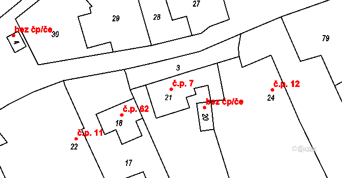 Plinkout 7, Dlouhá Loučka na parcele st. 21 v KÚ Plinkout, Katastrální mapa