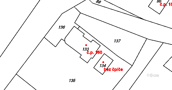 Slezský Kočov 160, Moravskoslezský Kočov na parcele st. 133 v KÚ Slezský Kočov, Katastrální mapa