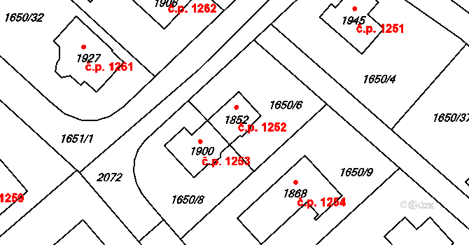 Hluboká nad Vltavou 1252 na parcele st. 1852 v KÚ Hluboká nad Vltavou, Katastrální mapa