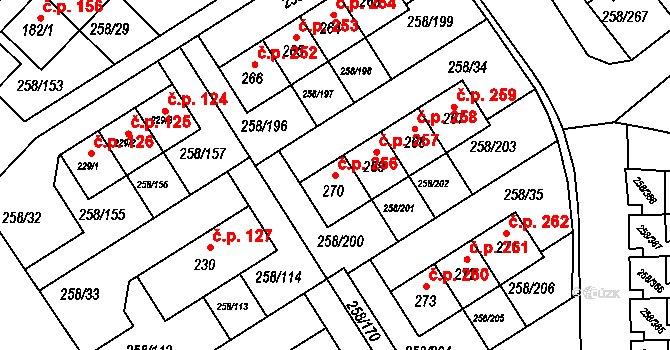 Jenštejn 256 na parcele st. 270 v KÚ Jenštejn, Katastrální mapa