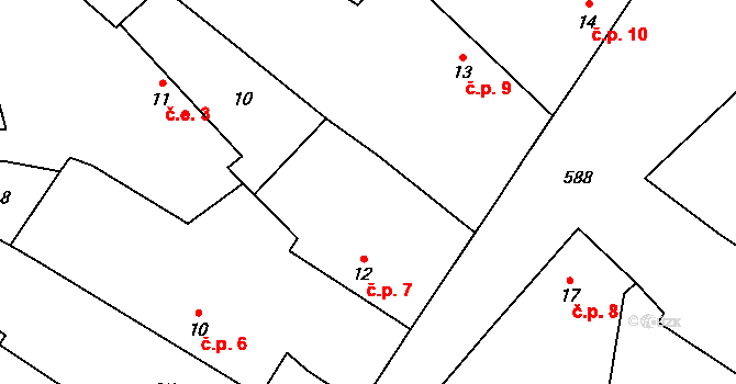 Broumovice 7, Neustupov na parcele st. 12 v KÚ Broumovice, Katastrální mapa