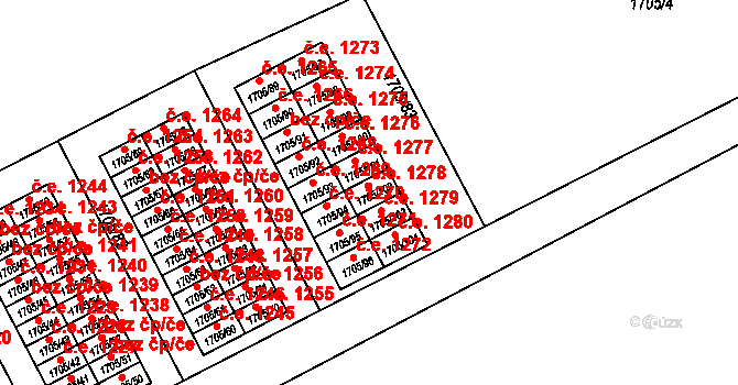 Kopřivnice 1278 na parcele st. 1705/102 v KÚ Kopřivnice, Katastrální mapa