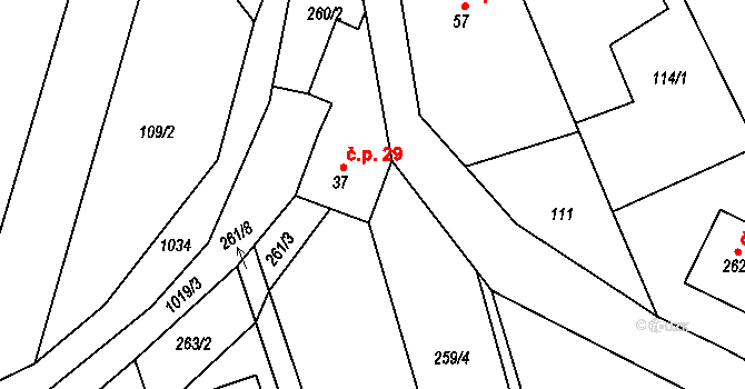 Štěpánov nad Svratkou 29 na parcele st. 37 v KÚ Štěpánov nad Svratkou, Katastrální mapa