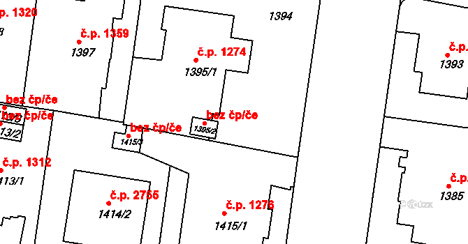 Teplice 39136523 na parcele st. 1395/2 v KÚ Teplice, Katastrální mapa