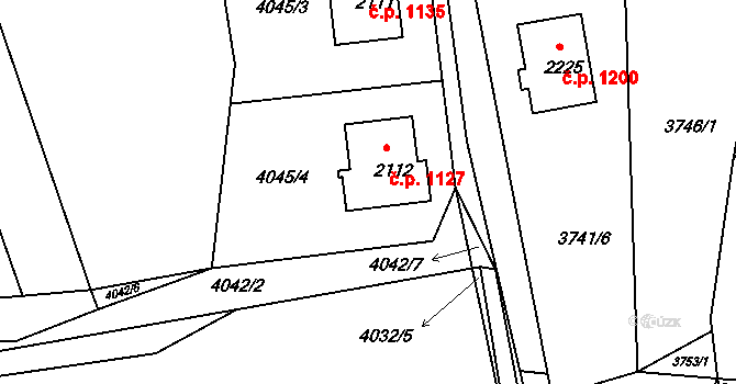 Vizovice 1127 na parcele st. 2112 v KÚ Vizovice, Katastrální mapa