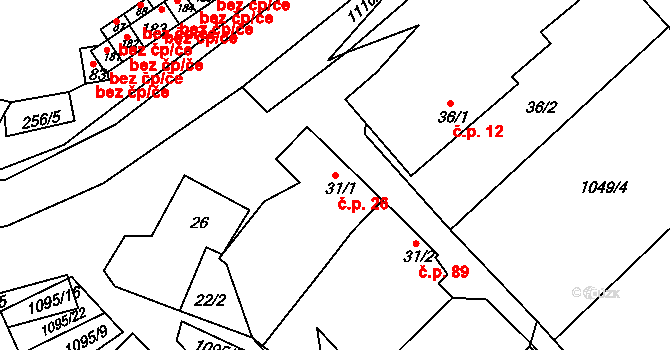 Smolina 26, Valašské Klobouky na parcele st. 31/1 v KÚ Smolina, Katastrální mapa