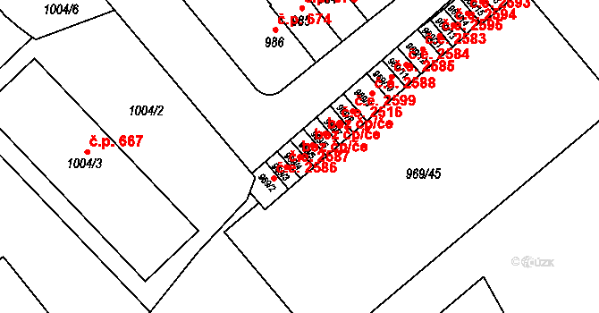 Znojmo 40993523 na parcele st. 969/4 v KÚ Znojmo-město, Katastrální mapa