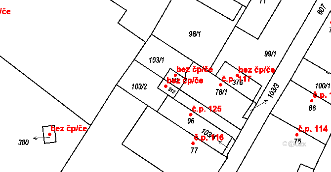 Travčice 41745523 na parcele st. 313 v KÚ Travčice, Katastrální mapa
