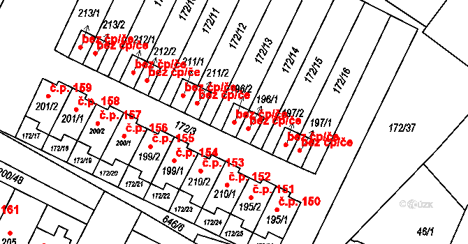 Katusice 42173523 na parcele st. 196/2 v KÚ Katusice, Katastrální mapa