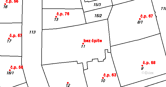 Praha 42688523 na parcele st. 11 v KÚ Josefov, Katastrální mapa