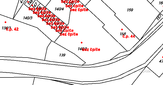 Dubno 43006523 na parcele st. 140/1 v KÚ Dubno, Katastrální mapa