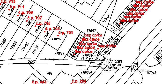 Boršov nad Vltavou 43359523 na parcele st. 710/102 v KÚ Boršov nad Vltavou, Katastrální mapa