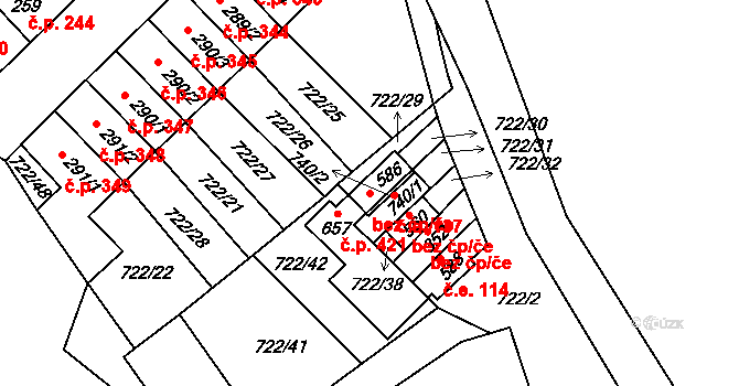 Nedvědice 44146523 na parcele st. 586 v KÚ Nedvědice pod Pernštejnem, Katastrální mapa