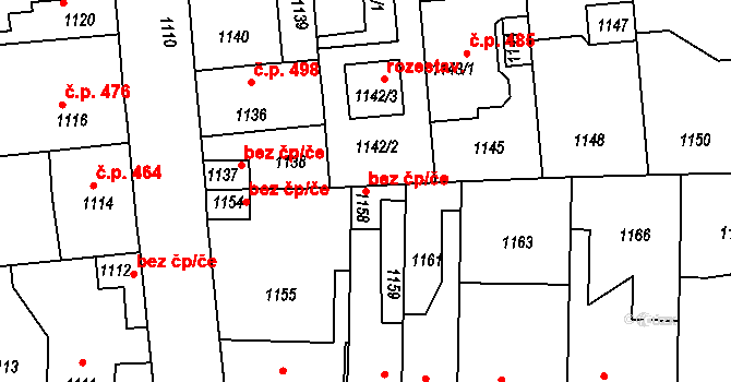 Vinařice 44418523 na parcele st. 1158 v KÚ Vinařice u Kladna, Katastrální mapa