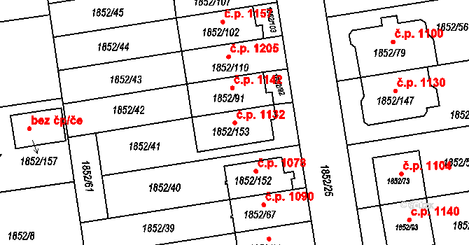 Kylešovice 1132, Opava na parcele st. 1852/153 v KÚ Kylešovice, Katastrální mapa