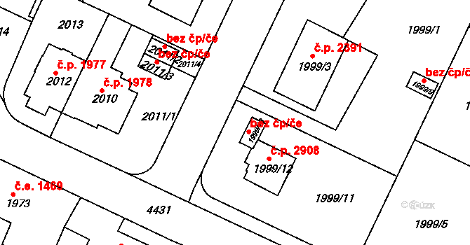Teplice 45124523 na parcele st. 1999/13 v KÚ Teplice, Katastrální mapa