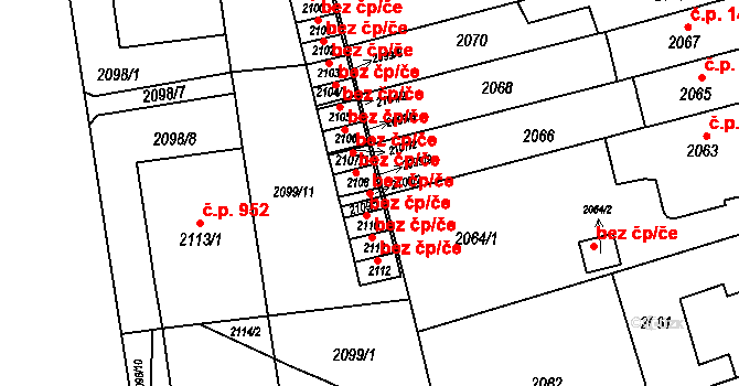 Brno 45558523 na parcele st. 2109/1 v KÚ Černá Pole, Katastrální mapa