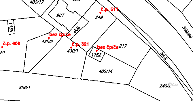 Olomouc 48793523 na parcele st. 1152 v KÚ Hodolany, Katastrální mapa