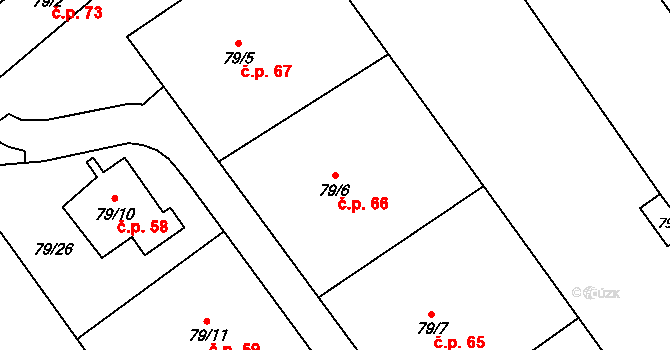 Lišnice 66 na parcele st. 79/6 v KÚ Lišnice, Katastrální mapa