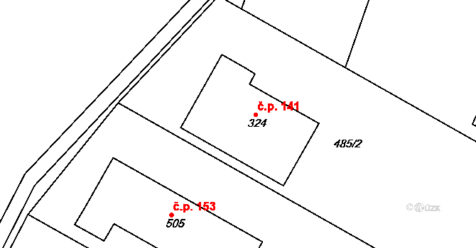 Byškovice 141, Neratovice na parcele st. 324 v KÚ Byškovice, Katastrální mapa