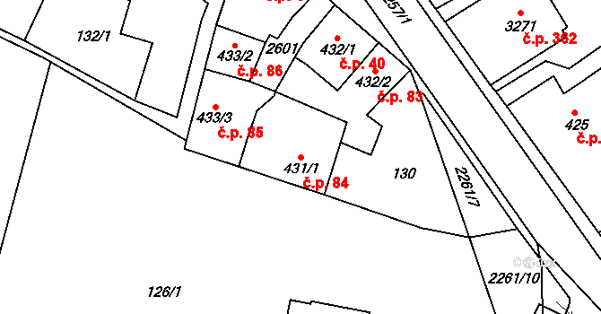 Sušice III 84, Sušice na parcele st. 431/1 v KÚ Sušice nad Otavou, Katastrální mapa