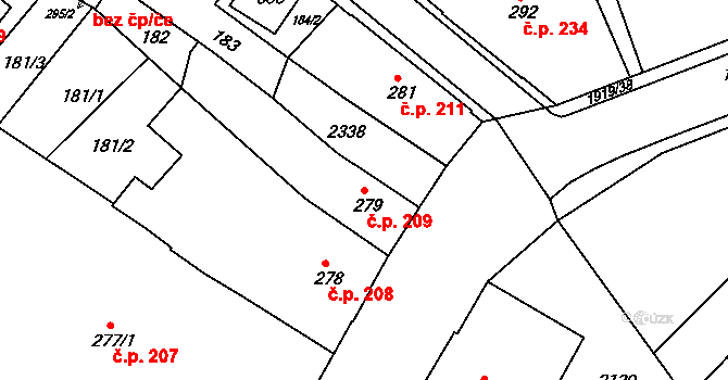 Náchod 209 na parcele st. 279 v KÚ Náchod, Katastrální mapa