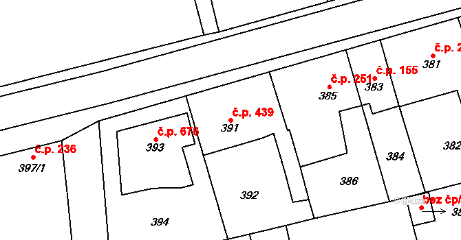 Velké Opatovice 439 na parcele st. 391 v KÚ Velké Opatovice, Katastrální mapa