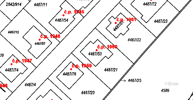 Kuřim 1960 na parcele st. 4487/53 v KÚ Kuřim, Katastrální mapa
