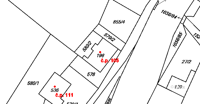 Rejhotice 105, Loučná nad Desnou na parcele st. 196 v KÚ Rejhotice, Katastrální mapa