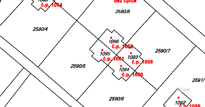 Humpolec 1061 na parcele st. 1095 v KÚ Humpolec, Katastrální mapa