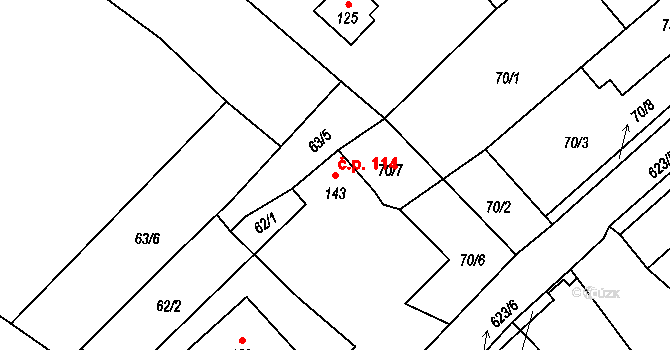 Chocenice 114 na parcele st. 143 v KÚ Chocenice, Katastrální mapa