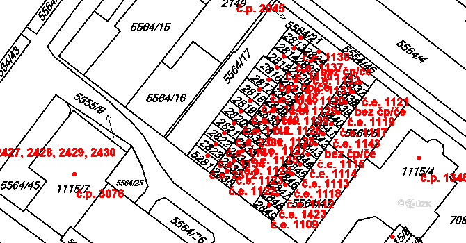 Žatec 2382 na parcele st. 2821 v KÚ Žatec, Katastrální mapa