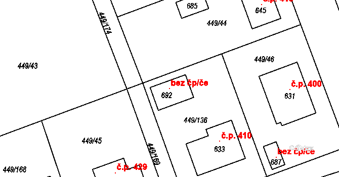 Merklín 100935524 na parcele st. 692 v KÚ Merklín u Přeštic, Katastrální mapa