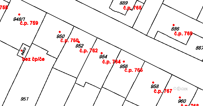 Moravský Krumlov 764 na parcele st. 954 v KÚ Moravský Krumlov, Katastrální mapa
