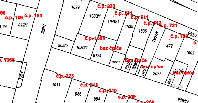 Třebíč 119045524 na parcele st. 8124 v KÚ Třebíč, Katastrální mapa
