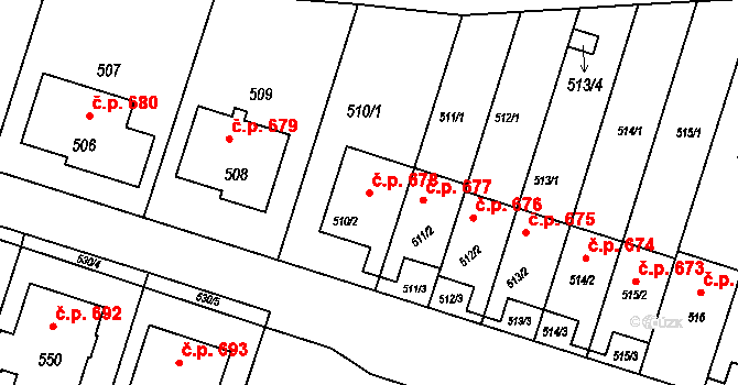 Horní Těrlicko 678, Těrlicko na parcele st. 510/2 v KÚ Horní Těrlicko, Katastrální mapa