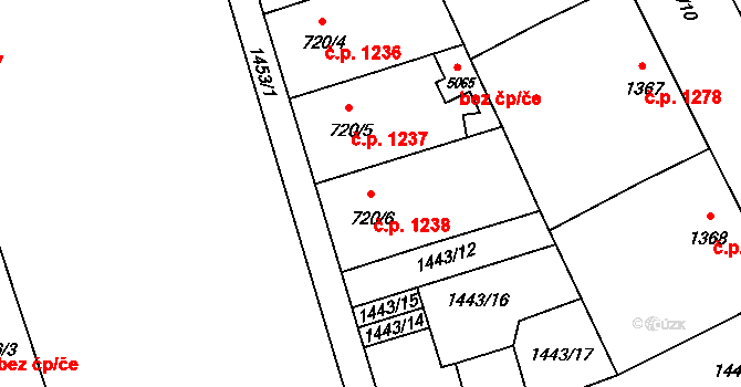 Šumperk 1238 na parcele st. 720/6 v KÚ Šumperk, Katastrální mapa