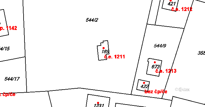 Ládví 1211, Kamenice na parcele st. 189 v KÚ Ládví, Katastrální mapa