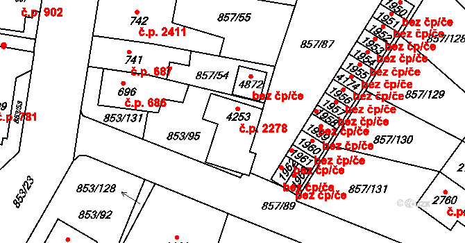 Blansko 2278 na parcele st. 4253 v KÚ Blansko, Katastrální mapa