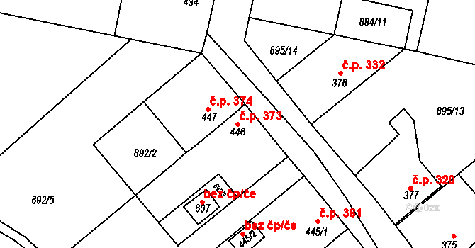 Dolní Bousov 373 na parcele st. 446 v KÚ Dolní Bousov, Katastrální mapa