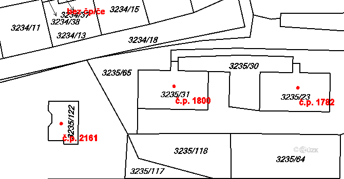 Tachov 1800 na parcele st. 3235/31 v KÚ Tachov, Katastrální mapa