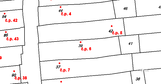 Strukov 6 na parcele st. 39 v KÚ Strukov, Katastrální mapa