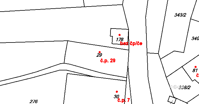 Mohuřice 29, Slavče na parcele st. 29 v KÚ Mohuřice, Katastrální mapa