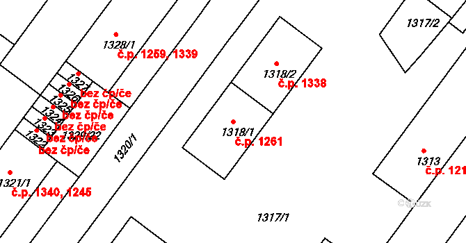 Duchcov 1261 na parcele st. 1318/1 v KÚ Duchcov, Katastrální mapa