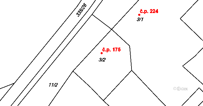 Jimlín 175 na parcele st. 3/2 v KÚ Jimlín, Katastrální mapa